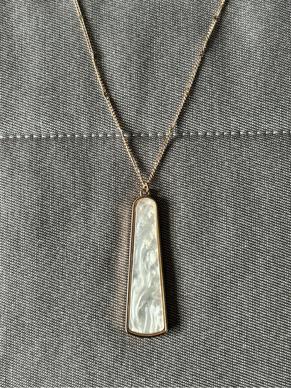 Time and Tru Gold Tone Necklace with White Pendant